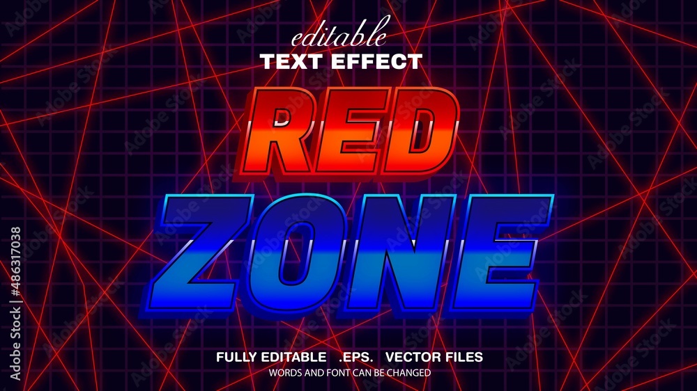 Poster 3d editable text effect red zone theme premium vector