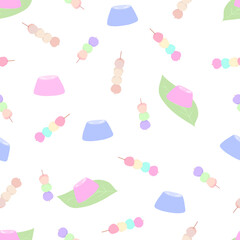 Seamless pattern with Japanese desserts.