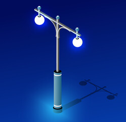 Isometric set ultra city concept of lanterns, an ultraviolet 3d modern