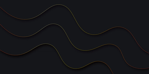Abstract fluid wave curve banner with dark background vector illustration. Abstract background. Golden line wave. Luxury style. Vector illustration. abstract golden curve line black background.