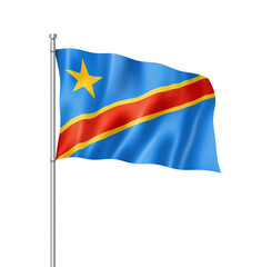 Democratic Republic of the Congo flag isolated on white