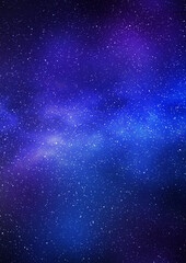 Night starry sky and bright blue galaxy, vertical background