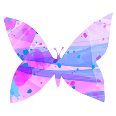 Magical bright butterfly on a white background. Isolated object on a white background. Purple and pink colors. Vector illustration.