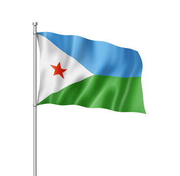 Djibouti flag isolated on white