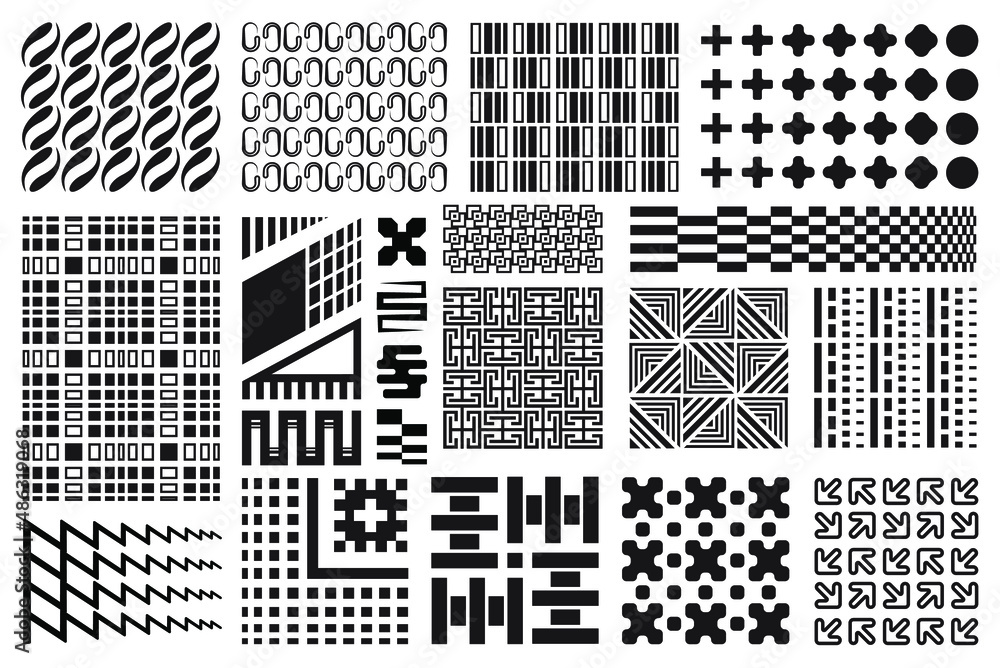 Aufkleber abstract geometric design elements. black and white flat memphis vector patterns. memphis halftones 