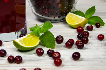 Cranberry, mint and lime juice