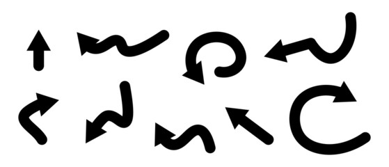 Arrow silhouette icon set. Editable vectors.