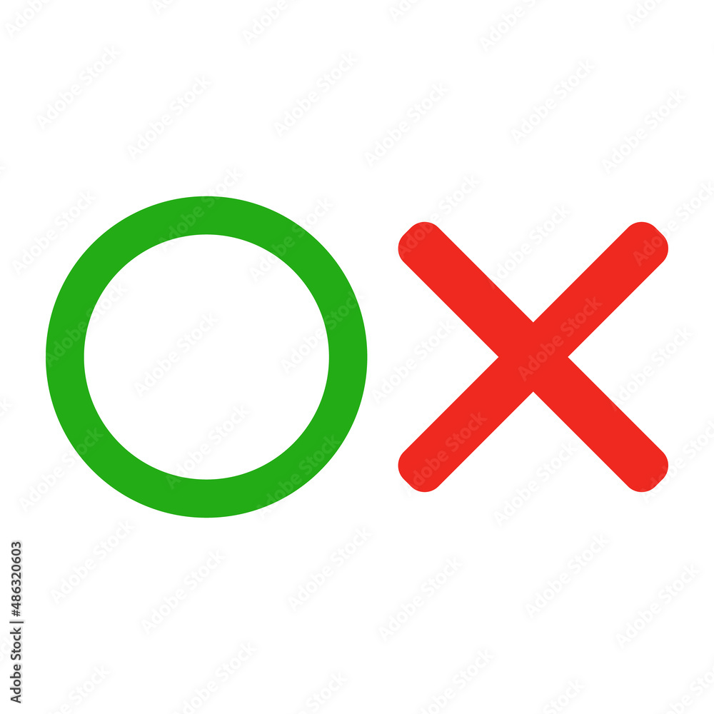 Aufkleber a circle and a buck icon. correct and incorrect answers. editable vectors.