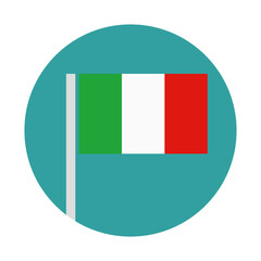 Modern Italian flag and pole icons. Vector.