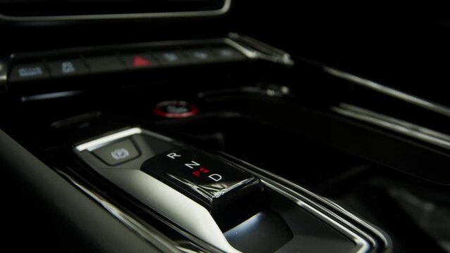 Close-up Start-stop button in the car . Control elements, transmission 4K