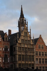 Graslei and Korenlei at sunset (Ghent, Belgium)