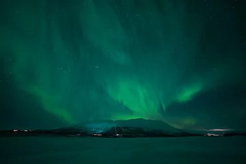 Zelfklevend Fotobehang aurora boreal northern lights winter lapland © Dimitri