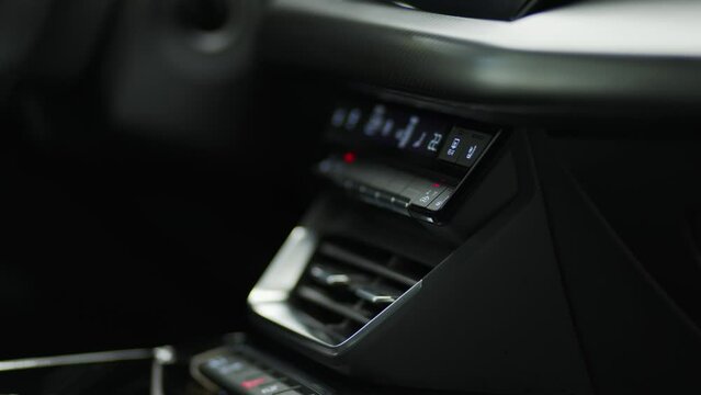Close-up Start-stop button in the car . Control elements, transmission 4K