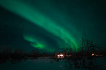 Obraz na płótnie Canvas aurora boreal northern lights winter lapland
