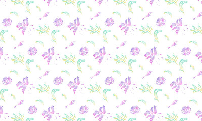 Vector decorative floral pattern in pastel colors with gradient fill.