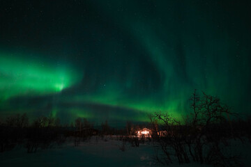Obraz na płótnie Canvas aurora boreal northern lights winter lapland