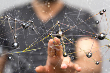 Connecting lines and dots.Big data visualization
