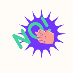The hand gesture shows a fig. The human hand. Modern fashionable youth graphics. Vector illustration in cartoon style.
