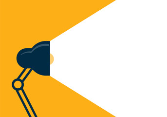 lamp light beam glowing with copy space background. Business research concept. idea education lamp. vector illustration in flat style modern design.