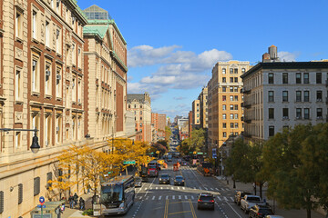 Tenth Avenue, known as Amsterdam Avenue, north-south thoroughfare on West Side of Manhattan in New...