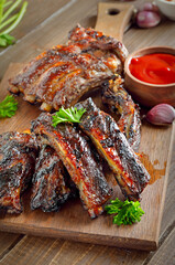 Spicy hot grilled spare ribs