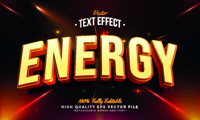 Editable modern text effect vector files - Energy 3d style extrude orange color