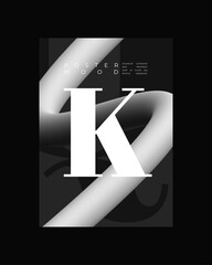 Abstract Poster Design. Vertical A4 format. Strict and discreet brochure. Type and 3D shapes.