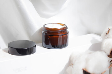 mockup of medical skin care bottle cosmetic cream lotion, beauty makeup facial, treatment cleanser face