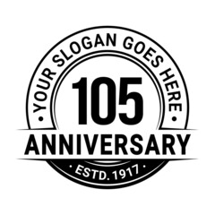 105 years anniversary logo design template. Vector illustration.