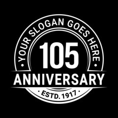 105 years anniversary logo design template. Vector illustration.