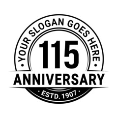 115 years anniversary logo design template. Vector illustration.