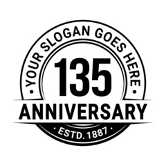 135 years anniversary logo design template. Vector illustration.