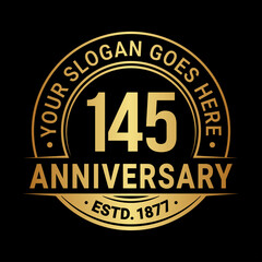 145 years anniversary logo design template. Vector illustration.