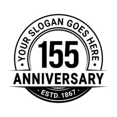 155 years anniversary logo design template. Vector illustration.