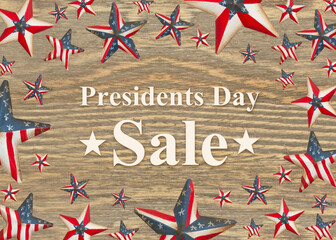 Presidents Day Sale message with retro US flag stars