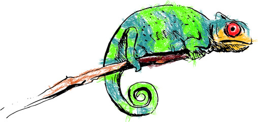 Color vector illustration of chameleon