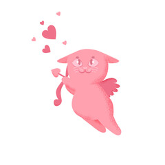 cat valentine's day hearts