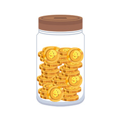 glass jar with coins