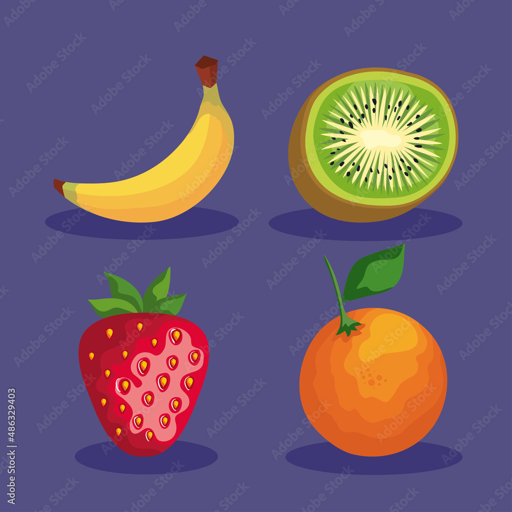 Canvas Prints four fresh fruits