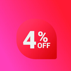 4% off Sale banner offer ad discount promotion vector banner. price discount offer. season sale promo sticker colorful background