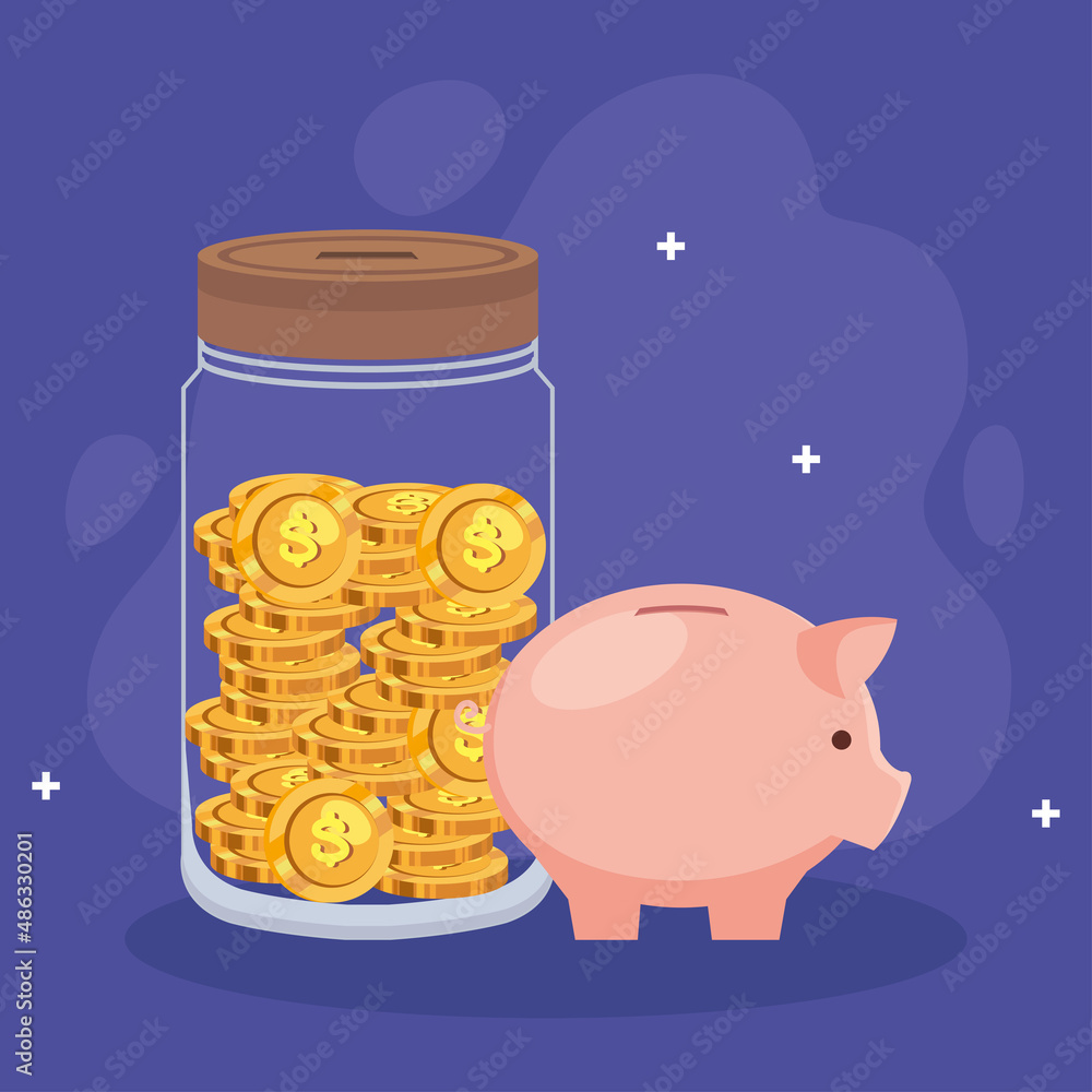 Sticker piggy and savings jar