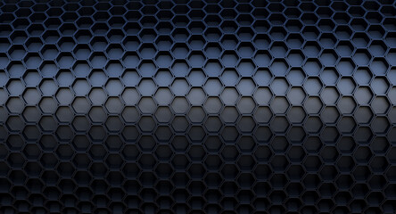 black rubber hexagonal cell background.