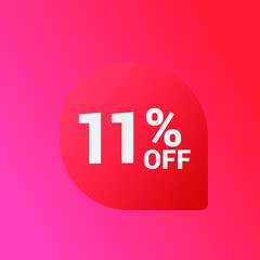 11% off Sale banner offer ad discount promotion vector banner. price discount offer. season sale promo sticker colorful background