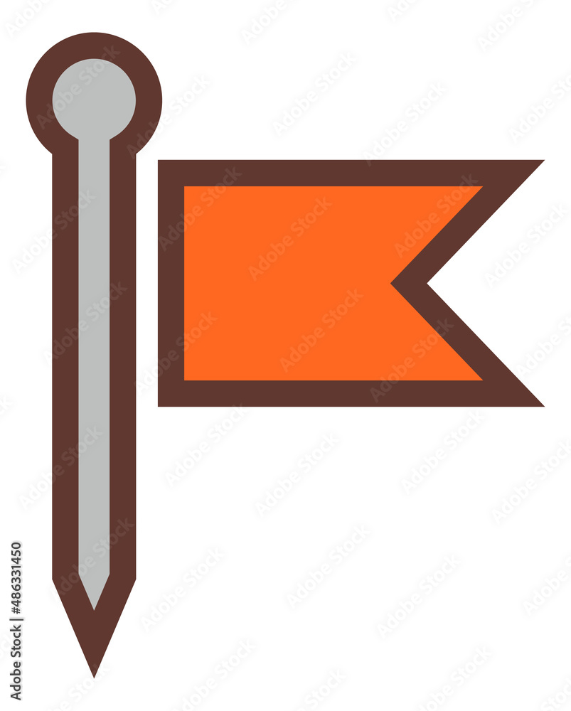 Poster red flag pin. sharp map pointer. target location marker.