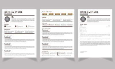 Resume Template and Cover Letter Simple Elegant style Set  - obrazy, fototapety, plakaty