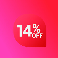 14% off Sale banner offer ad discount promotion vector banner. price discount offer. season sale promo sticker colorful background
