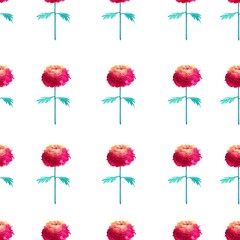 seamless pattern with watercolor asters, spring flowers