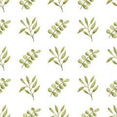 Watercolor leaf seamless pattern