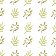 Watercolor leaf seamless pattern