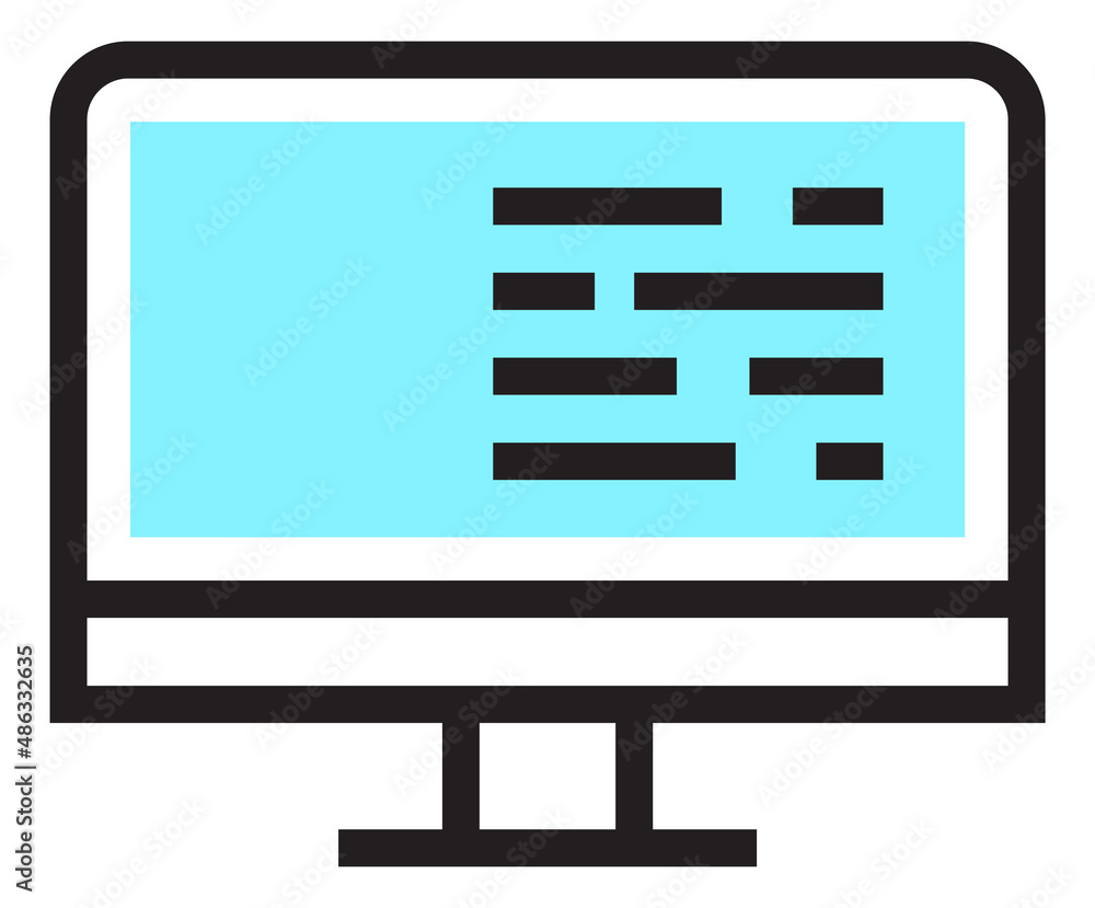 Poster monitor with text on screen. digital paper work. office job icon